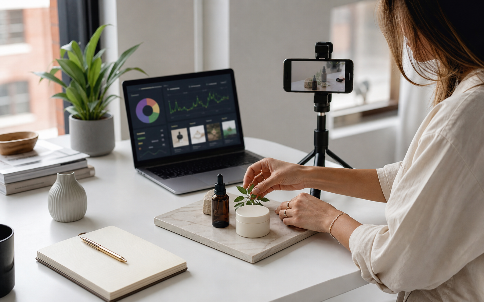 Creator workspace with product shoot, analytics, and content setup for Brand Deals
